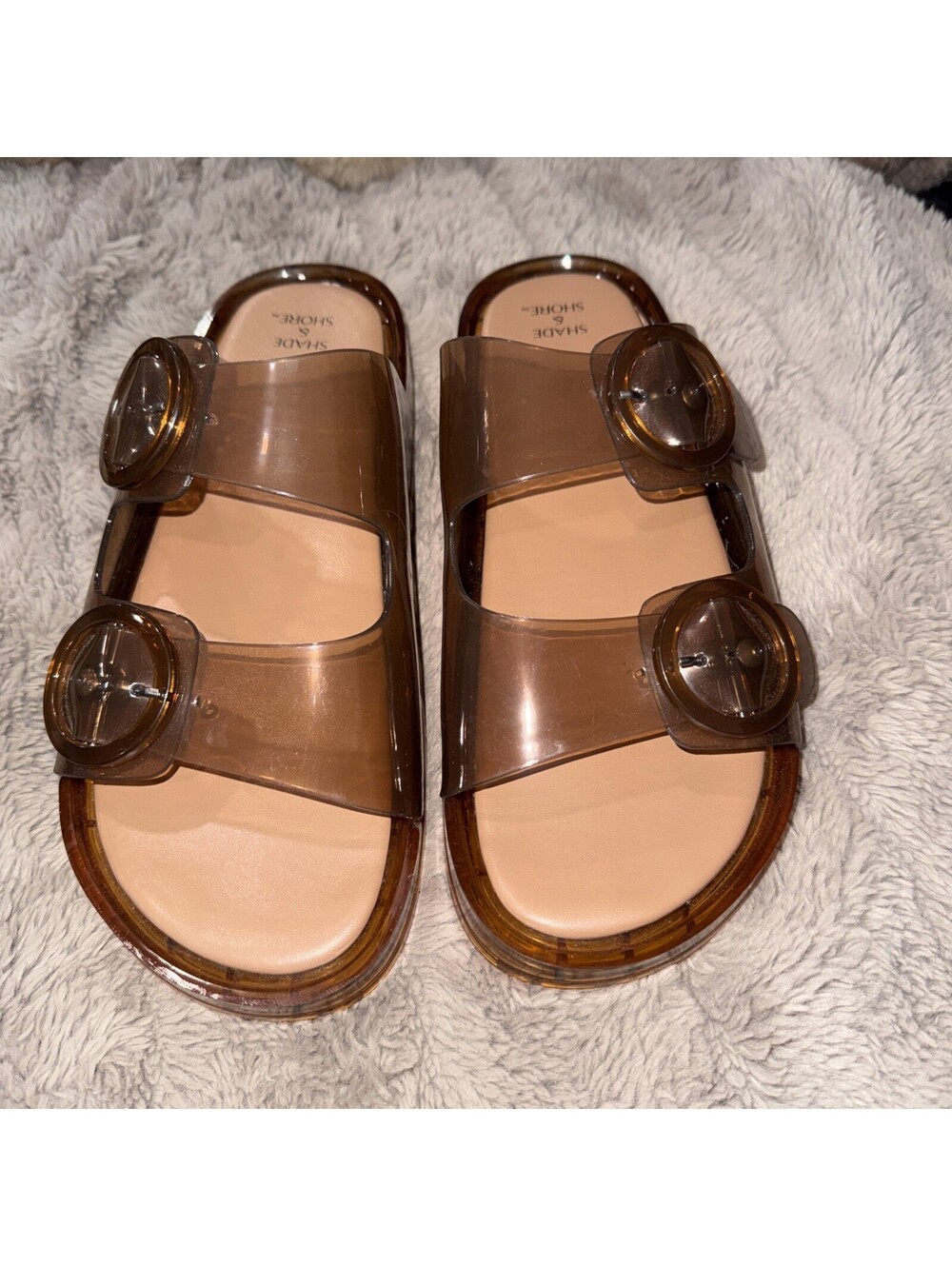 Shade & Shore Women's Brown Gemma Sandals, w.Memory Foam Insole Round Toe,Sz 10